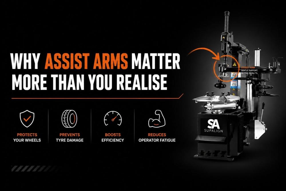 Tyre changer machine assist arms at JHM Butt
